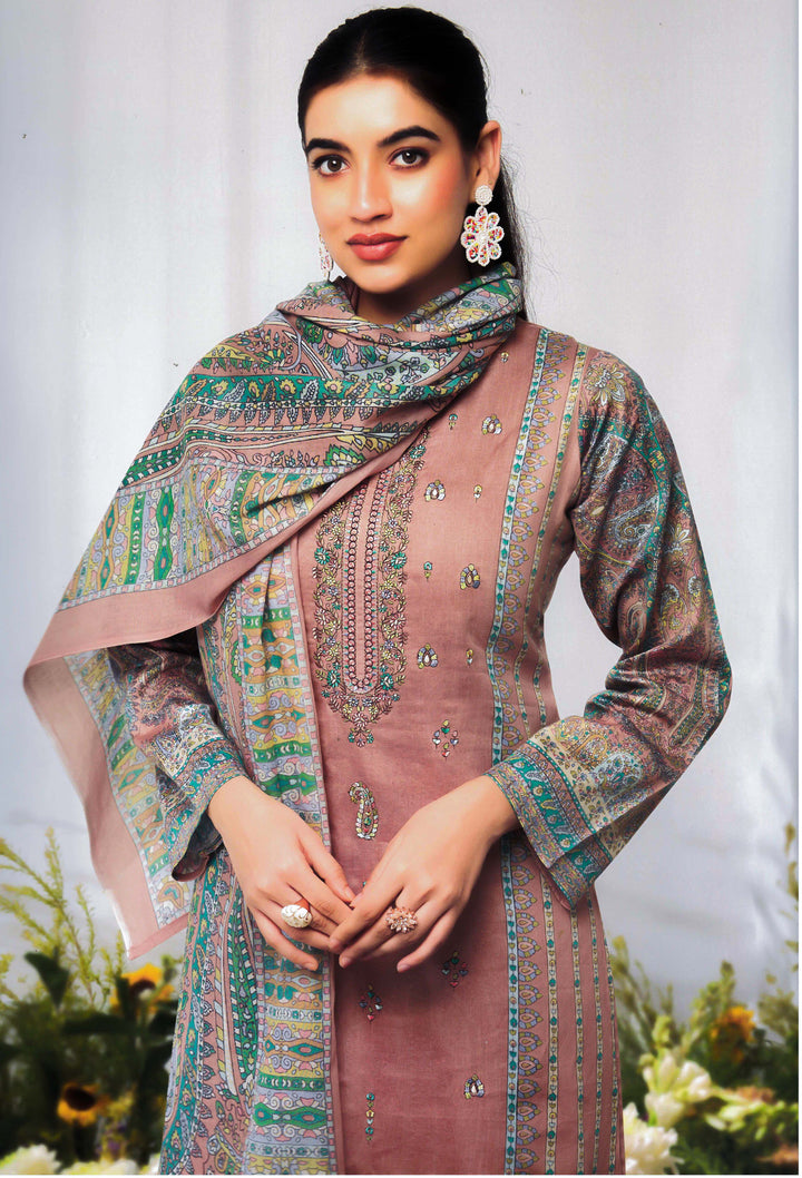 Ladyline Women's Formal Cotton Salwar Kameez Set with Kalamkari Print & Kashmiri Embroidery – Ethnic Indian Palazzo Kurta Suit Set with Printed Dupatta