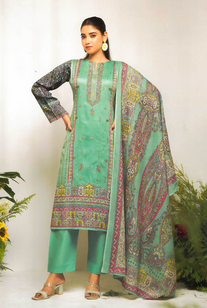 Ladyline Women's Formal Cotton Salwar Kameez Set with Kalamkari Print & Kashmiri Embroidery – Ethnic Indian Palazzo Kurta Suit Set with Printed Dupatta