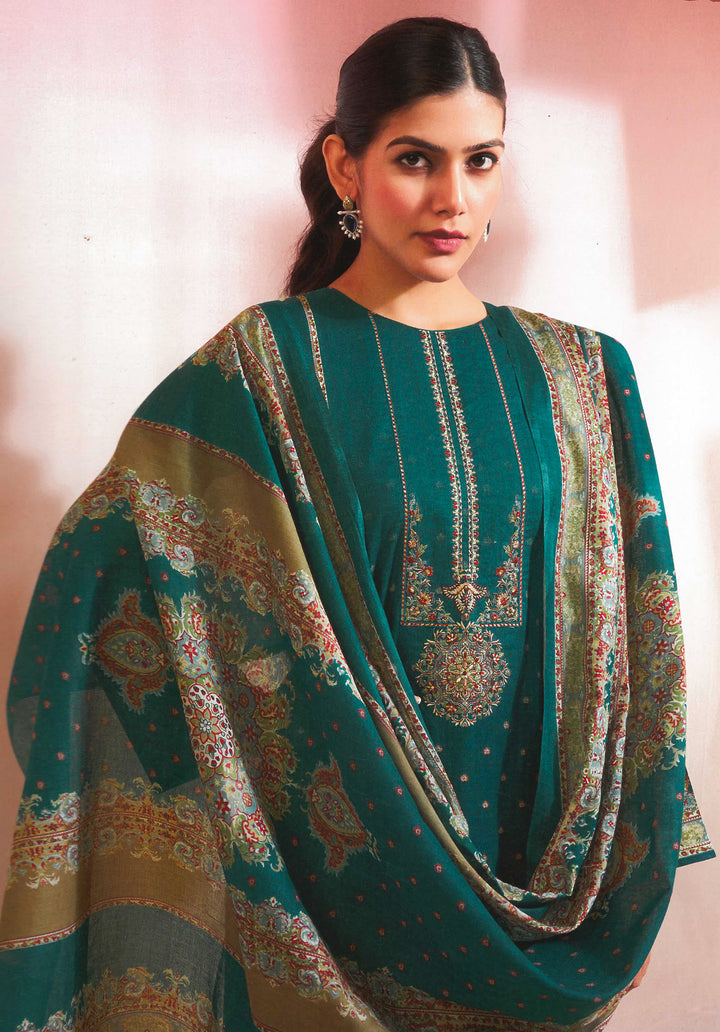 Ladyline Women's Formal Cotton Salwar Kameez Set with Kalamkari Print & Kashmiri Embroidery – Ethnic Indian Palazzo Kurta Suit Set with Printed Dupatta