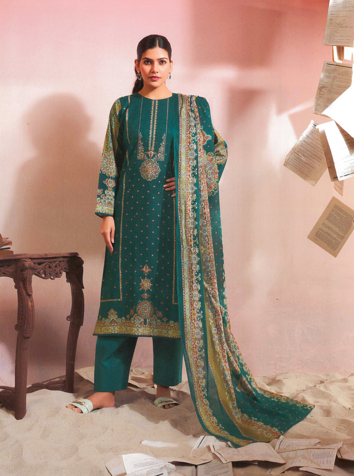 Ladyline Women's Formal Cotton Salwar Kameez Set with Kalamkari Print & Kashmiri Embroidery – Ethnic Indian Palazzo Kurta Suit Set with Printed Dupatta