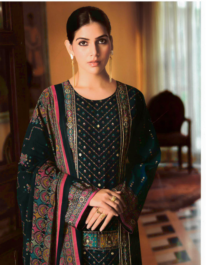 Ladyline Formal Modal Silk Salwar Kameez with Embroidery Hand Work and Lace - Palazzo Pants