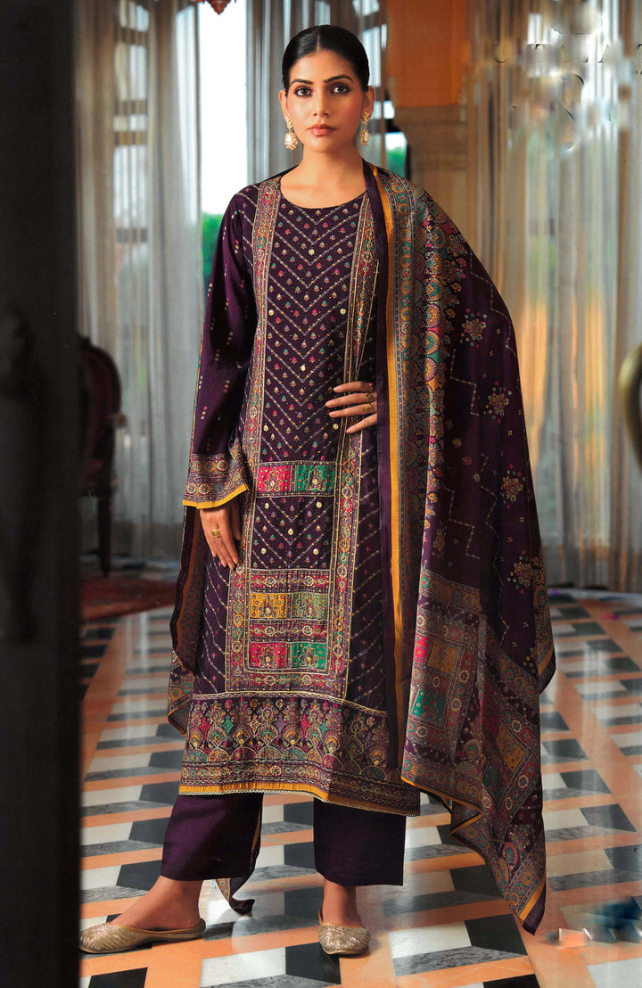 Ladyline Formal Modal Silk Salwar Kameez with Embroidery Hand Work and Lace - Palazzo Pants