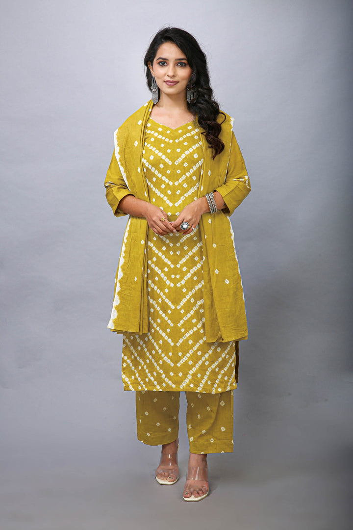 Ladyline Tie-Dye Bandhej Printed Salwar Kameez in Cotton Indian Pakistani Womens Dress