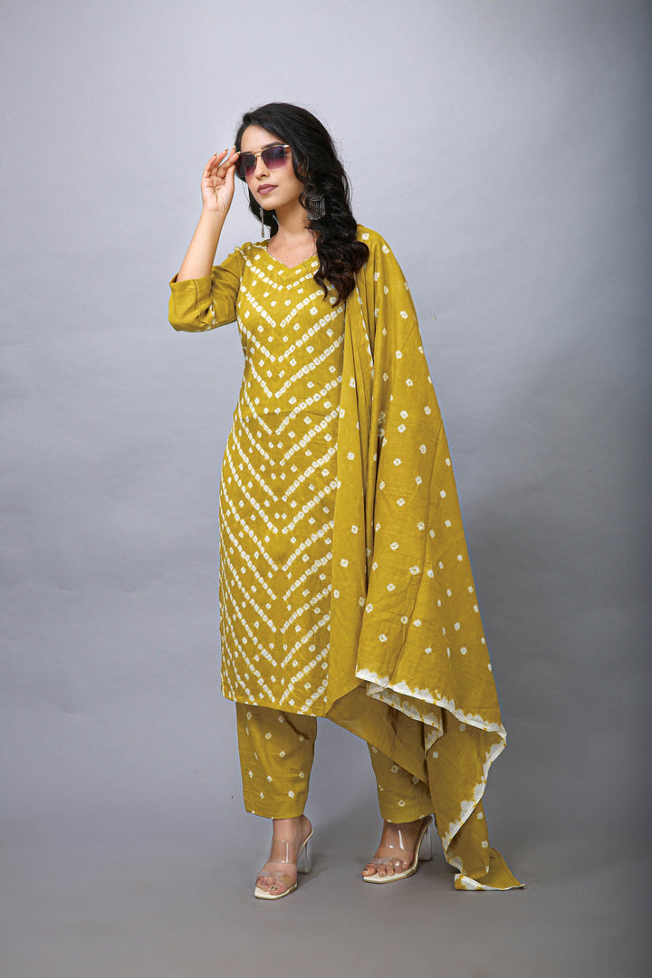 Ladyline Tie-Dye Bandhej Printed Salwar Kameez in Cotton Indian Pakistani Womens Dress