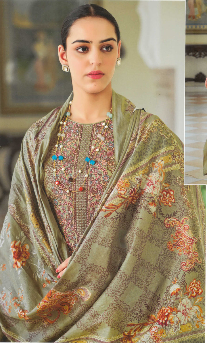 Ladyline Gorgeous Cotton Salwar Kameez Set Printed with Neckline Embroidered - Ethnic Indian Palazzo Kurta Suit Set with Printed Cotton Dupatta – Traditional Pakistani Dress