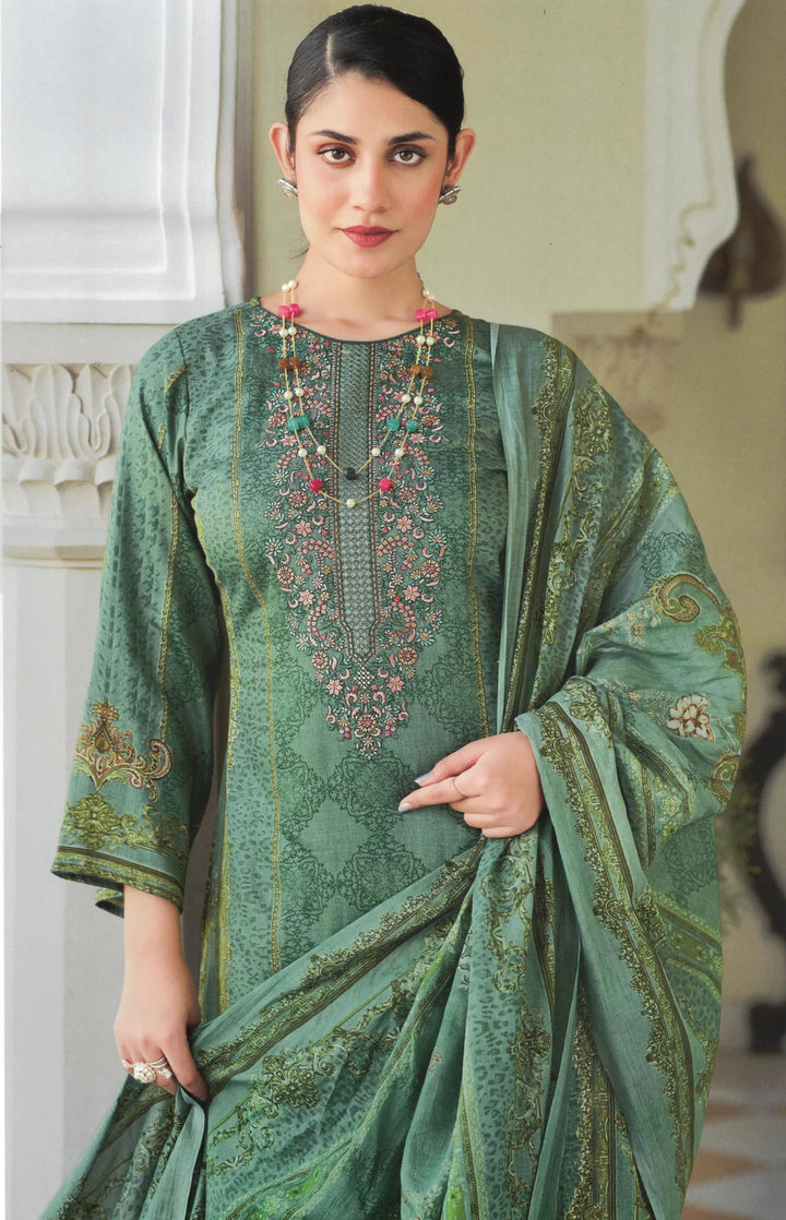 Ladyline Gorgeous Cotton Salwar Kameez Set Printed with Neckline Embroidered - Ethnic Indian Palazzo Kurta Suit Set with Printed Cotton Dupatta – Traditional Pakistani Dress