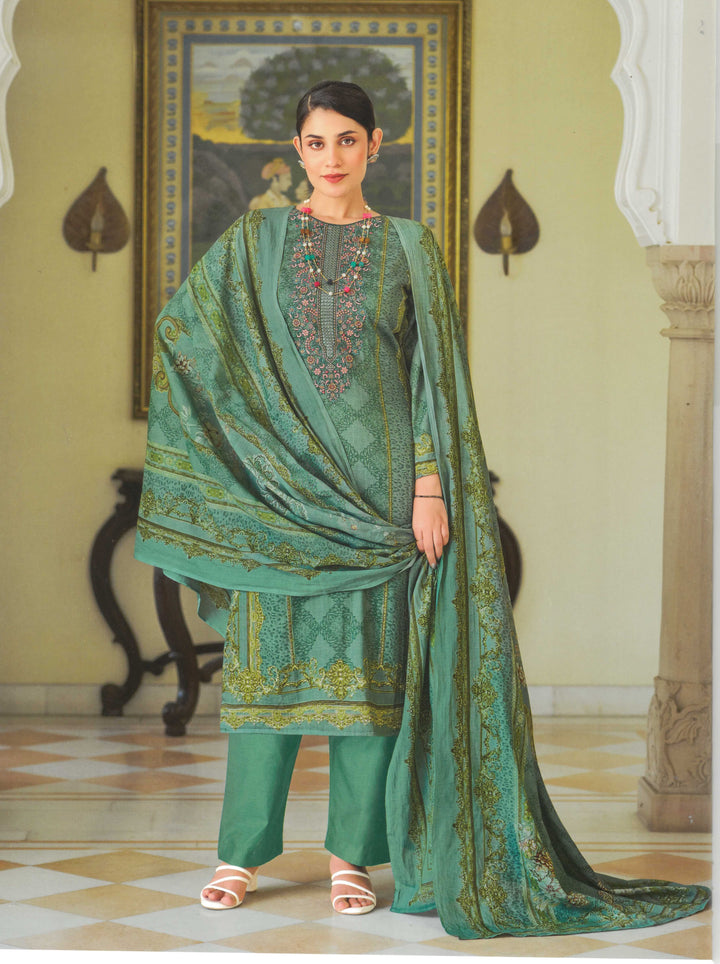 Ladyline Gorgeous Cotton Salwar Kameez Set Printed with Neckline Embroidered - Ethnic Indian Palazzo Kurta Suit Set with Printed Cotton Dupatta – Traditional Pakistani Dress