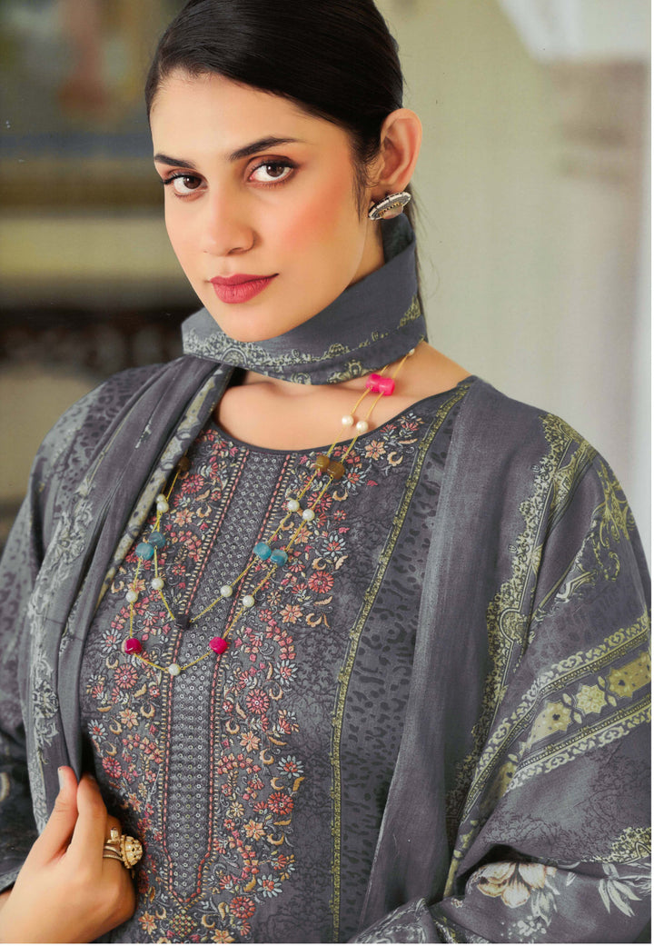 Ladyline Gorgeous Cotton Salwar Kameez Set Printed with Neckline Embroidered - Ethnic Indian Palazzo Kurta Suit Set with Printed Cotton Dupatta – Traditional Pakistani Dress