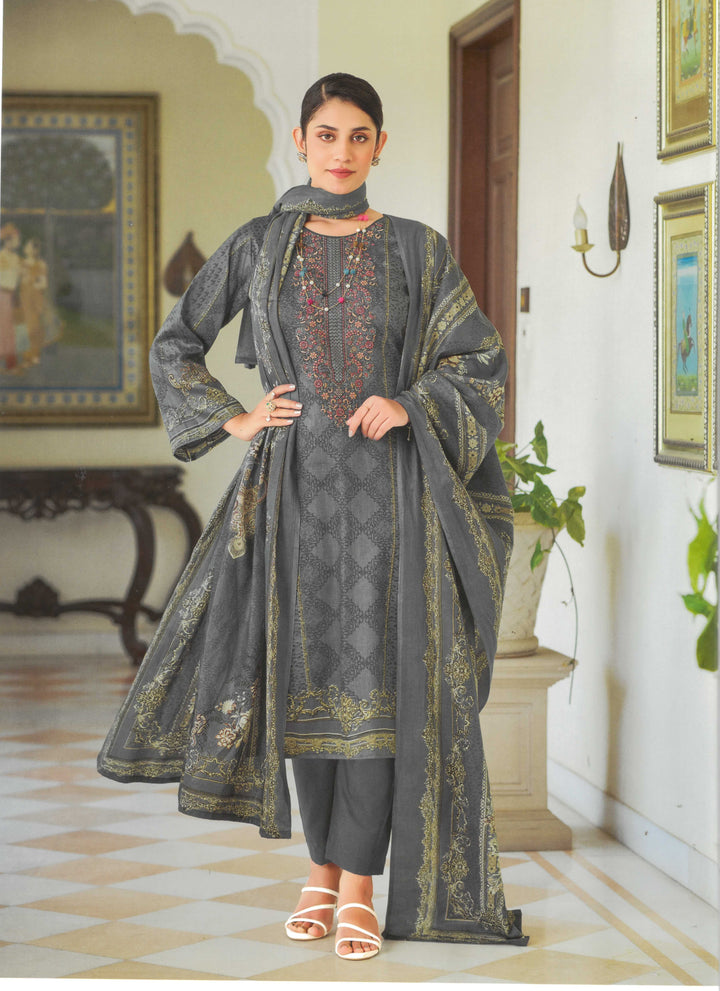 Ladyline Gorgeous Cotton Salwar Kameez Set Printed with Neckline Embroidered - Ethnic Indian Palazzo Kurta Suit Set with Printed Cotton Dupatta – Traditional Pakistani Dress