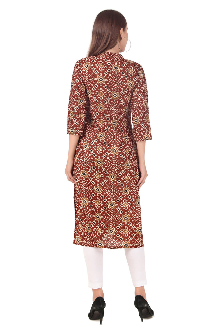 Ladyline Casual Womens Rayon Tunic Top Patola Printed Knee Length Kurti Kurta