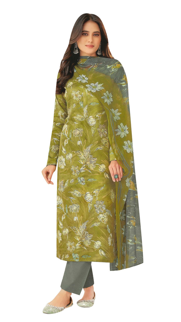 Ladyline Casual 100% Cotton Printed Salwar Kameez Suit with Pyor Chiffon Dupatta (CPSK SNAI850)