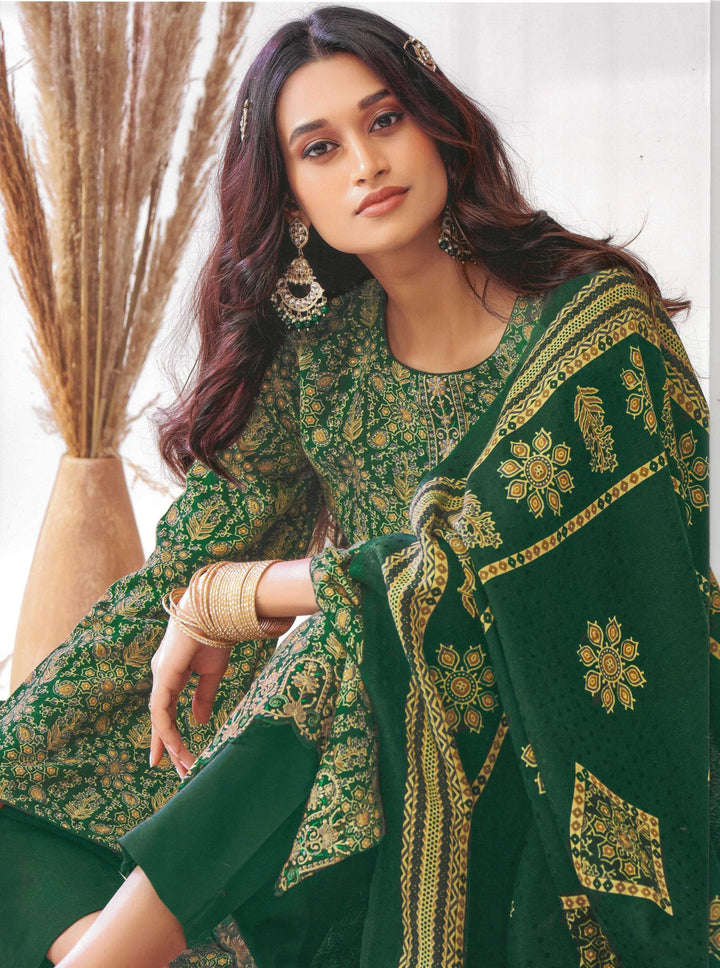 Ladyline Formal Pashmina Salwar Kameez Foil Printed Embroidered Ethnic Indian Pakistani Dress