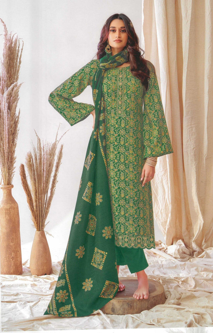 Ladyline Formal Pashmina Salwar Kameez Foil Printed Embroidered Ethnic Indian Pakistani Dress