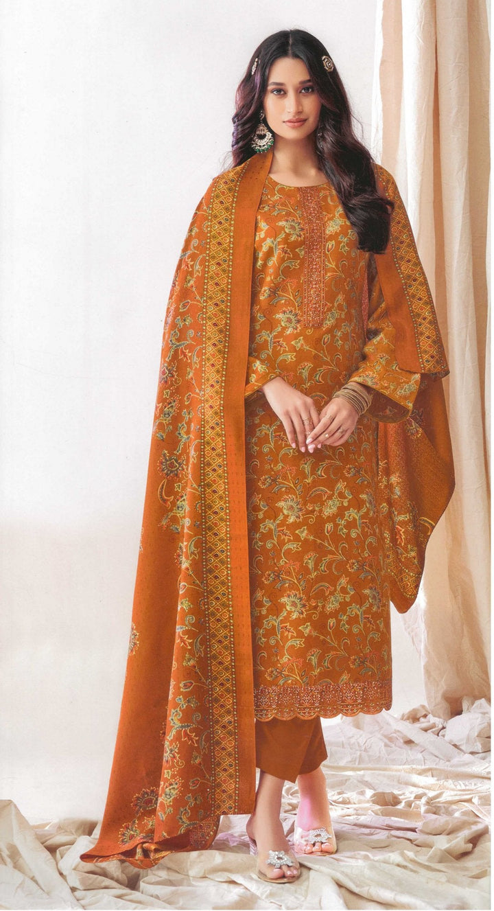 Ladyline Formal Pashmina Salwar Kameez Foil Printed Embroidered Ethnic Indian Pakistani Dress