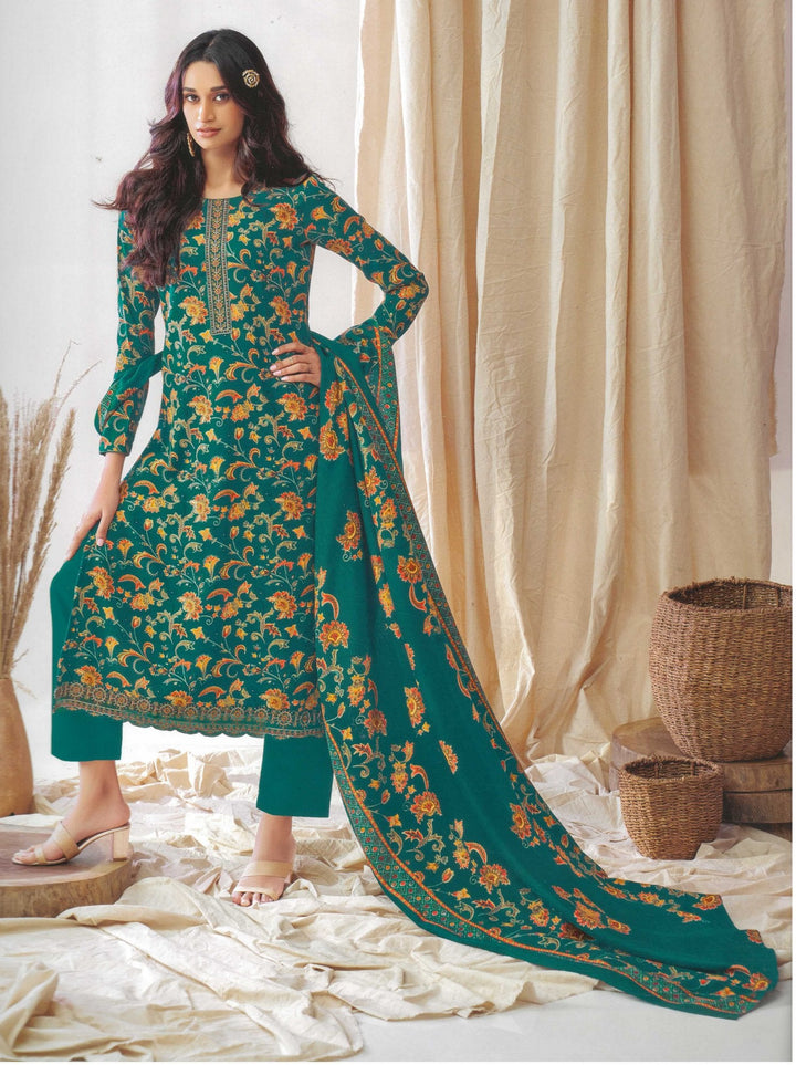 Ladyline Formal Pashmina Salwar Kameez Foil Printed Embroidered Ethnic Indian Pakistani Dress