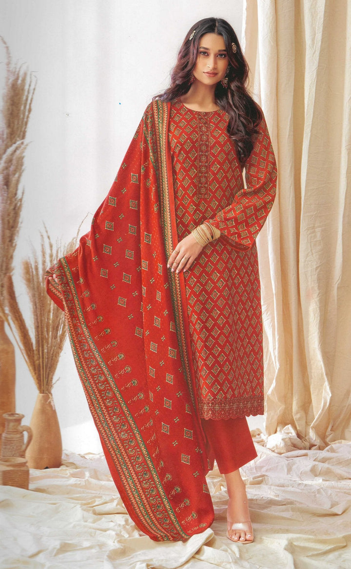 Ladyline Formal Pashmina Salwar Kameez Foil Printed Embroidered Ethnic Indian Pakistani Dress