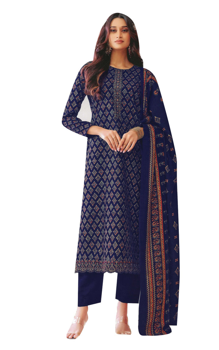 Ladyline Formal Pashmina Salwar Kameez Foil Printed Embroidered Ethnic Indian Pakistani Dress