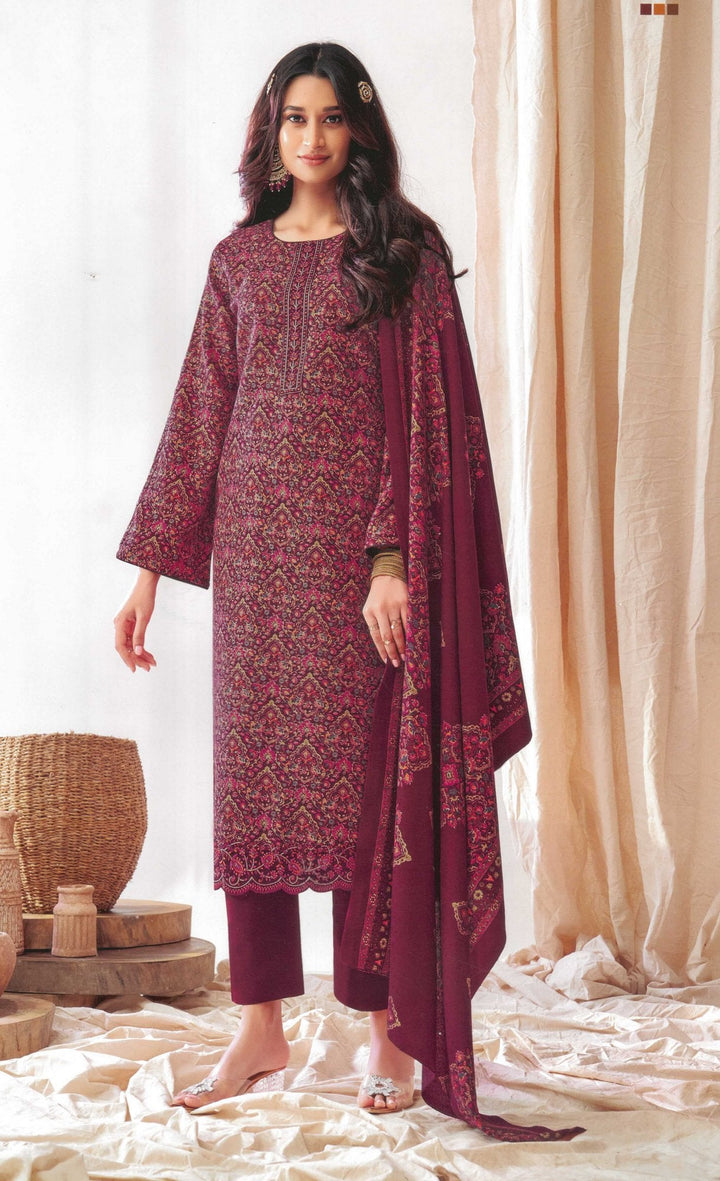 Ladyline Formal Pashmina Salwar Kameez Foil Printed Embroidered Ethnic Indian Pakistani Dress