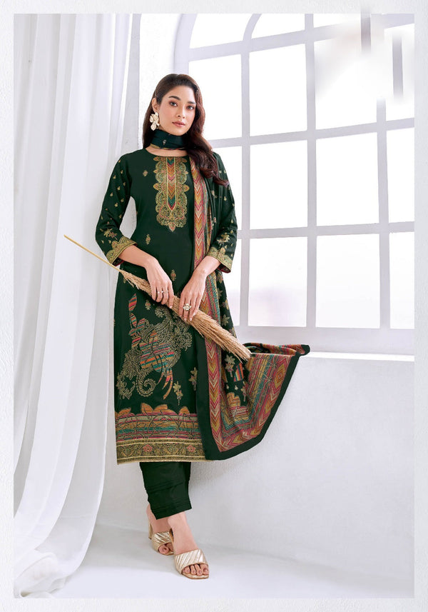 Jam Cotton Silk Salwar Kameez with Foil Print & Silk Dupatta
