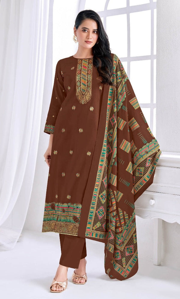 Jam Cotton Silk Salwar Kameez with Foil Print & Silk Dupatta