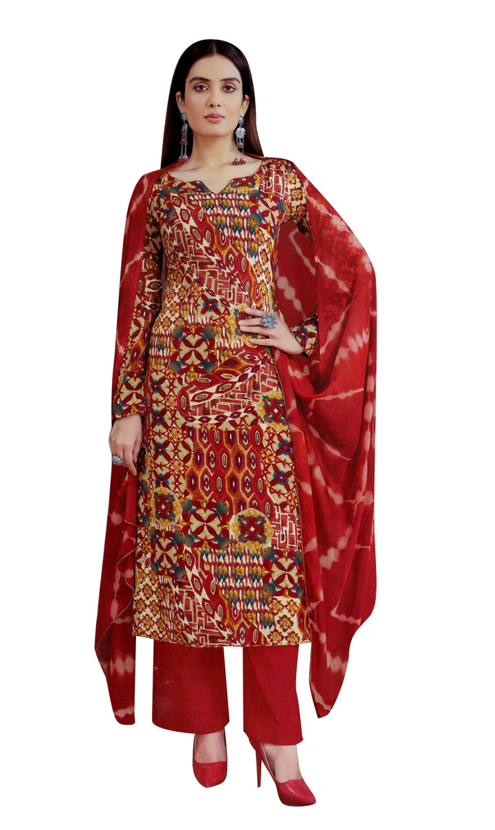 ladyline Rayon Foil Printed Salwar Kameez Dress for Women with Palazzo Pants & Chiffon Dupatta