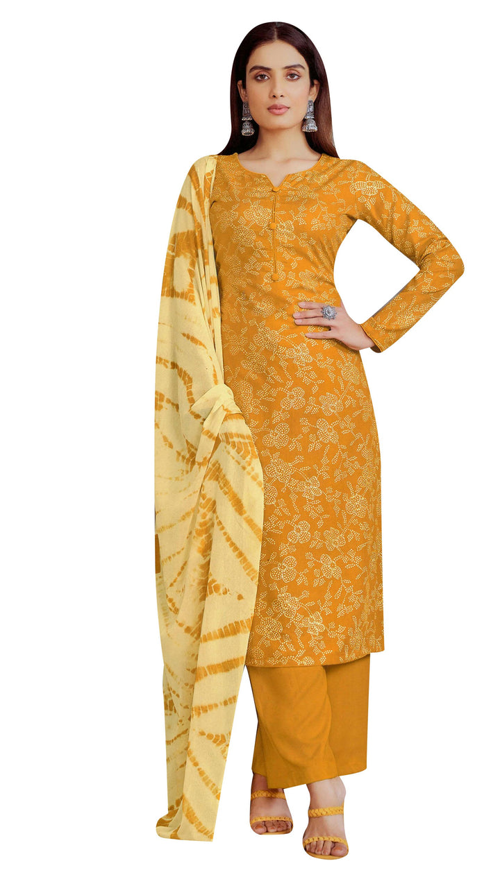 ladyline Rayon Foil Printed Salwar Kameez Dress for Women with Palazzo Pants & Chiffon Dupatta