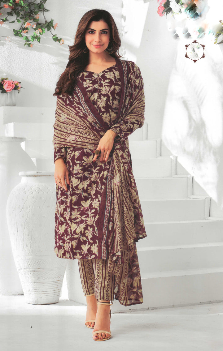 Ladyline Ethnic Cotton Printed Salwar Kameez - Cambric Kurta, Soft Cotton Dupatta and Pants - Ethnic Casual Salwar Suit Set
