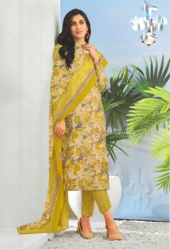 Ladyline Ethnic Cotton Printed Salwar Kameez - Cambric Kurta, Soft Cotton Dupatta and Pants - Ethnic Casual Salwar Suit Set