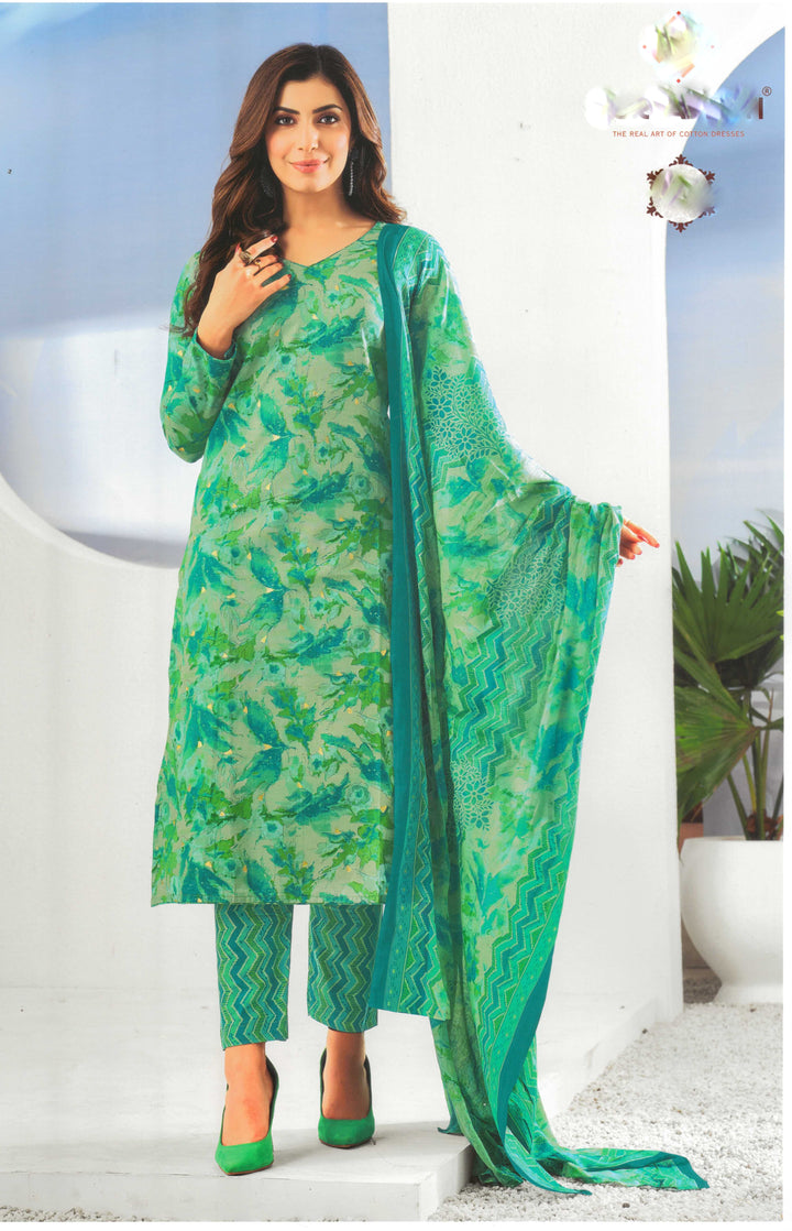 Ladyline Ethnic Cotton Printed Salwar Kameez - Cambric Kurta, Soft Cotton Dupatta and Pants - Ethnic Casual Salwar Suit Set