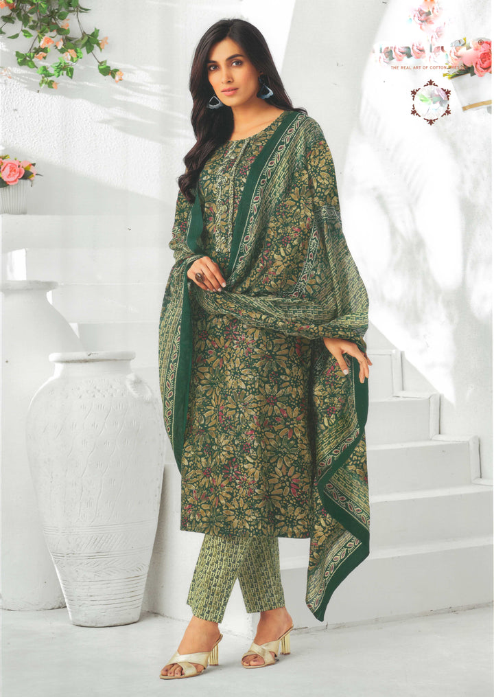 Ladyline Ethnic Cotton Printed Salwar Kameez - Cambric Kurta, Soft Cotton Dupatta and Pants - Ethnic Casual Salwar Suit Set