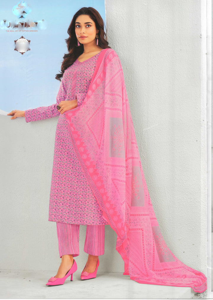 Ladyline Ethnic Cotton Printed Salwar Kameez - Cambric Kurta, Soft Cotton Dupatta and Pants - Ethnic Casual Salwar Suit Set
