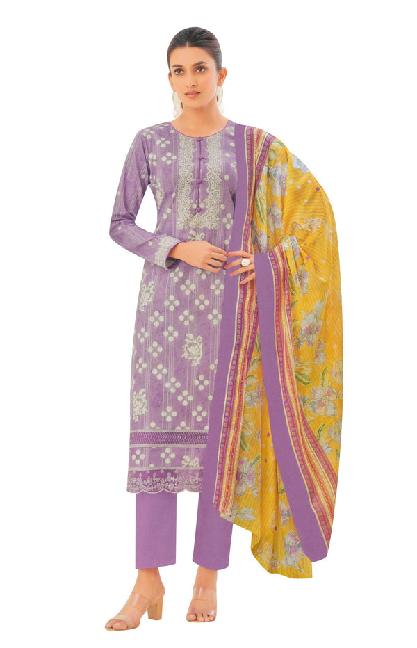 Ladyline Cotton Printed Cutwork Embroidered Salwar Kameez for Women | Pants, Cotton Dupatta