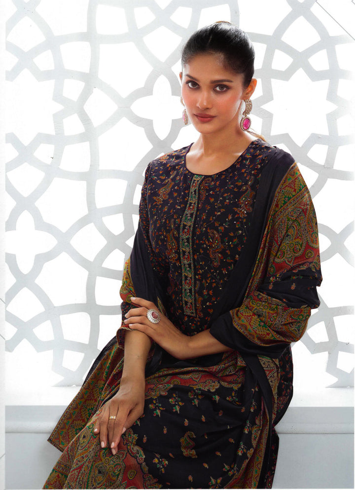 Ladyline Modal Silk Printed Embroidered Salwar Kameez Indian Bollywood Pakistani Dress