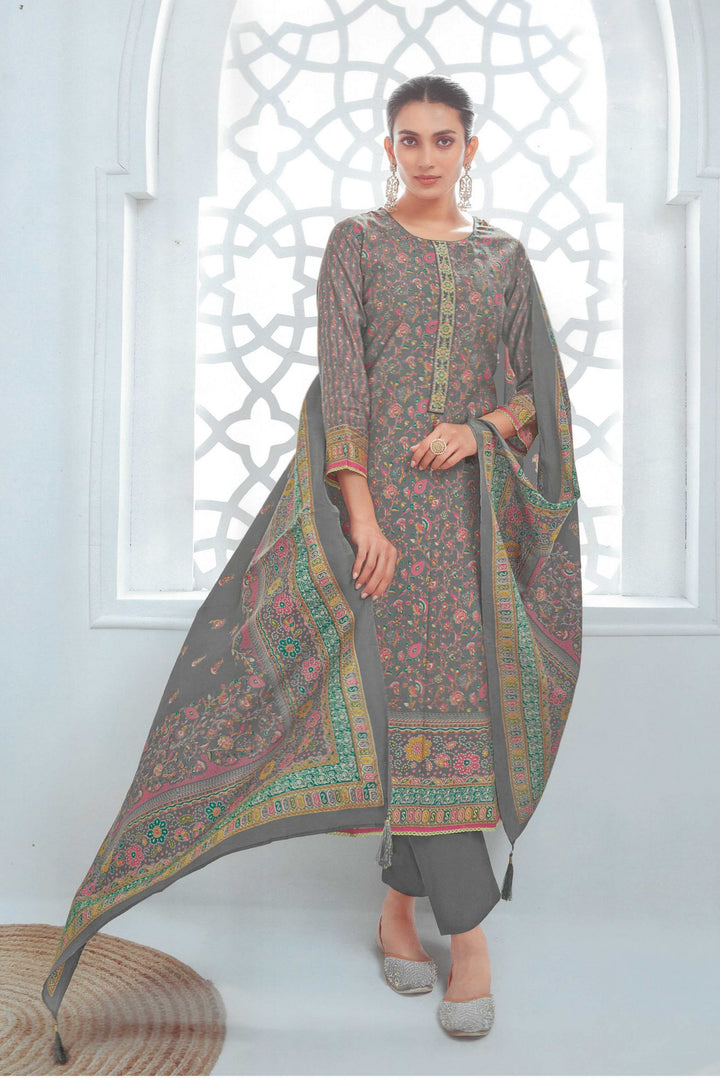 Ladyline Modal Silk Printed Embroidered Salwar Kameez Indian Bollywood Pakistani Dress