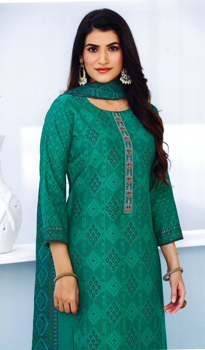 Ladyline Modal Silk Printed Embroidered Salwar Kameez Indian Bollywood Pakistani Dress