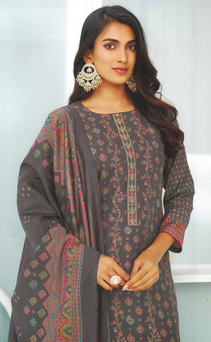 Ladyline Modal Silk Printed Embroidered Salwar Kameez Indian Bollywood Pakistani Dress