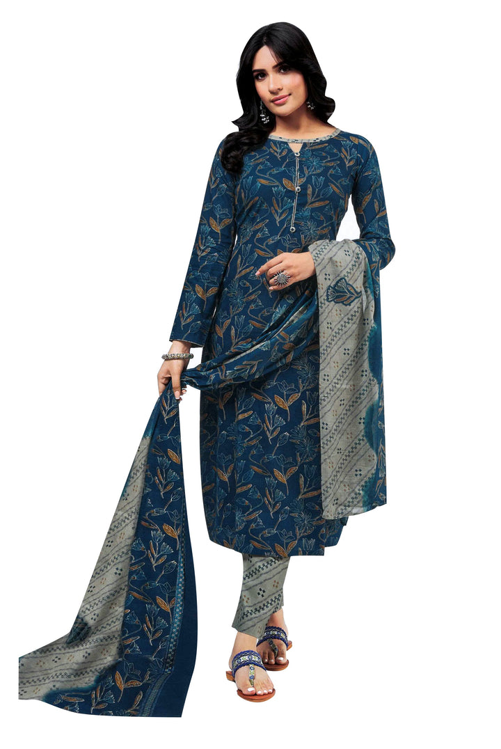Ladyline 100% Cotton Cool Printed Salwar Kameez with Pants and Lawn Dupatta