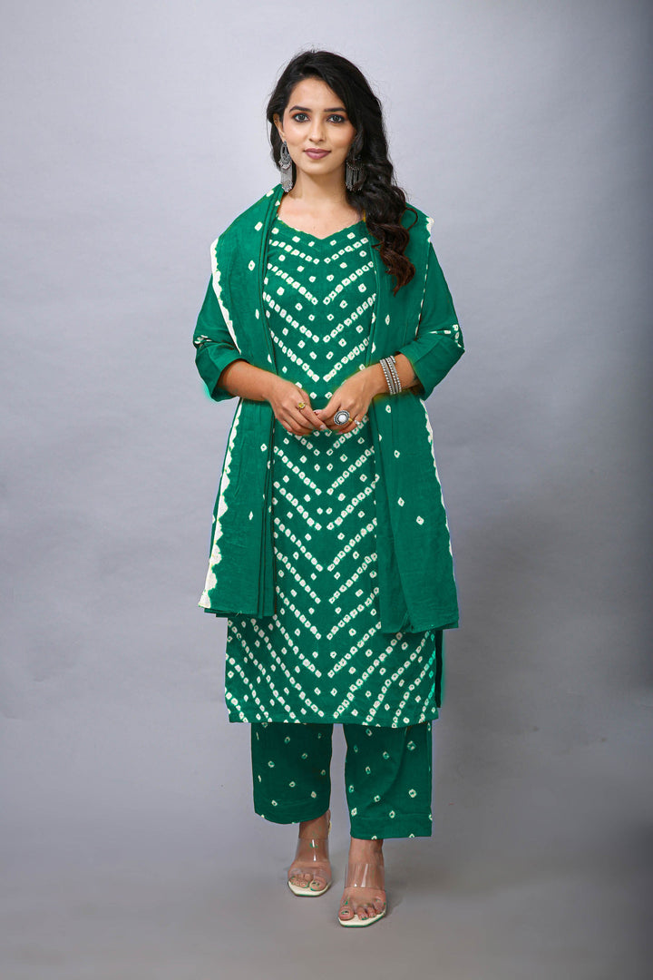 Ladyline Tie-Dye Bandhej Printed Salwar Kameez in Cotton Indian Pakistani Womens Dress