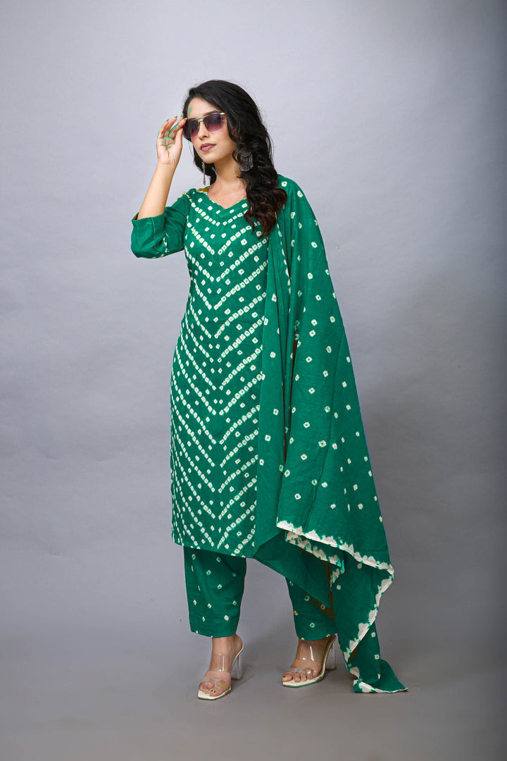 Ladyline Tie-Dye Bandhej Printed Salwar Kameez in Cotton Indian Pakistani Womens Dress