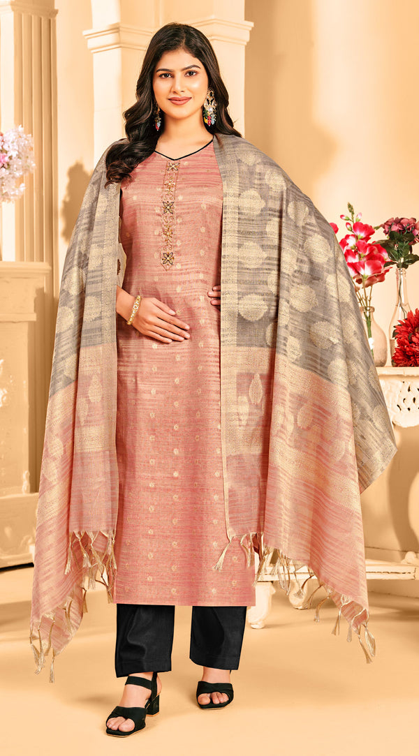 Ladyline Women's Banarasi Silk Salwar Kameez Suit Set – Wedding Party Wear Ethnic Dress with Hand Work Embroidered Kurta, Pants & Weaving Dupatta