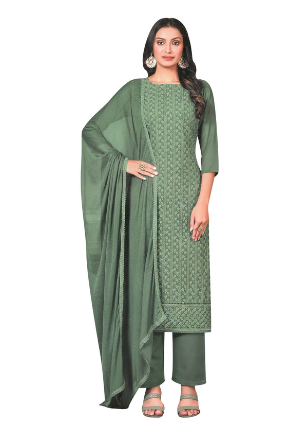 Ladyline Formal Georgette Chikankari Embroidered Salwar Kameez Kurta with Pants Set for Women