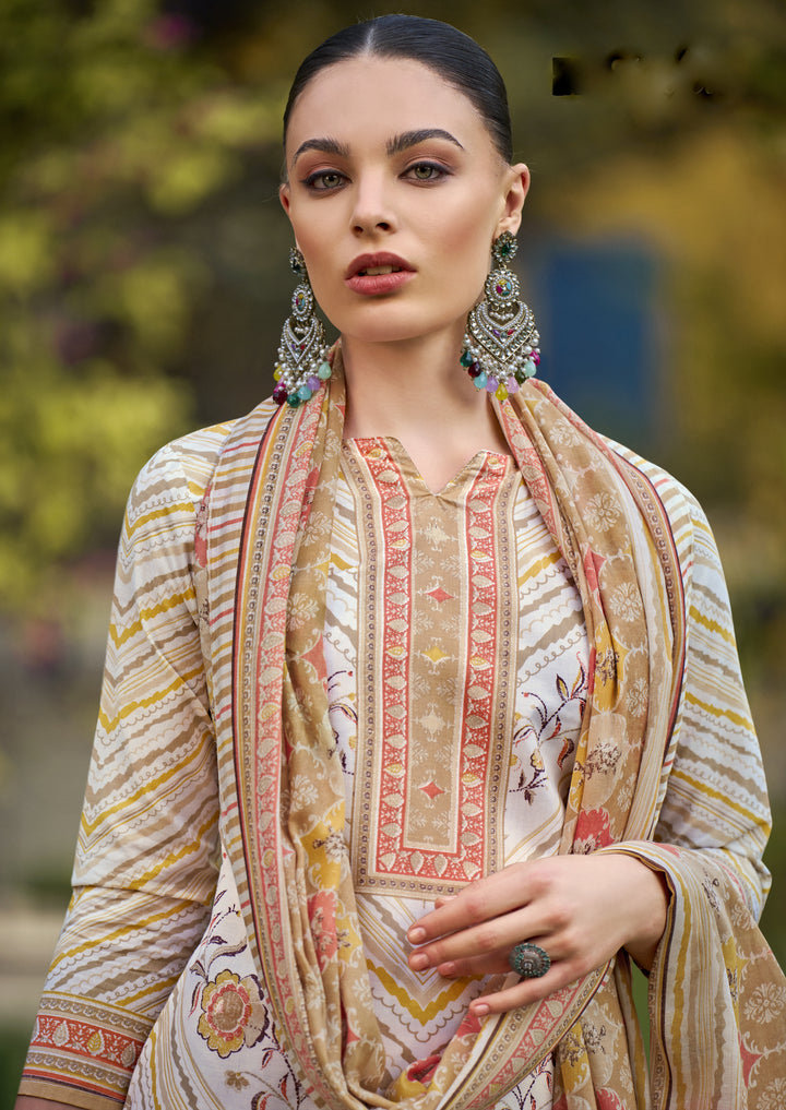 Ladyline Womens 100% Cotton Printed Salwar Kameez with Pants and Lawn Cotton Dupatta | Ethnic Kurta Pants Suit Set