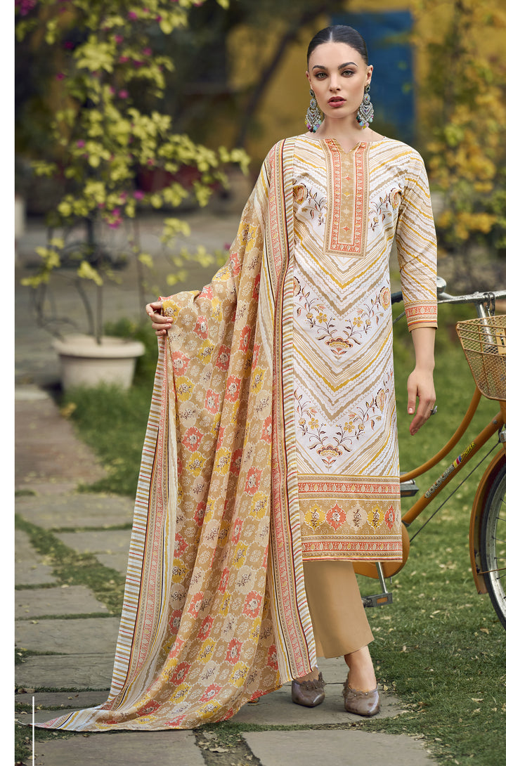 Ladyline Womens 100% Cotton Printed Salwar Kameez with Pants and Lawn Cotton Dupatta | Ethnic Kurta Pants Suit Set