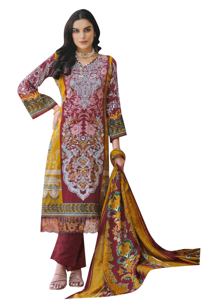 Ladyline Casual Printed Salwar Kameez in Cotton with Lace Work | Lawn Dupatta