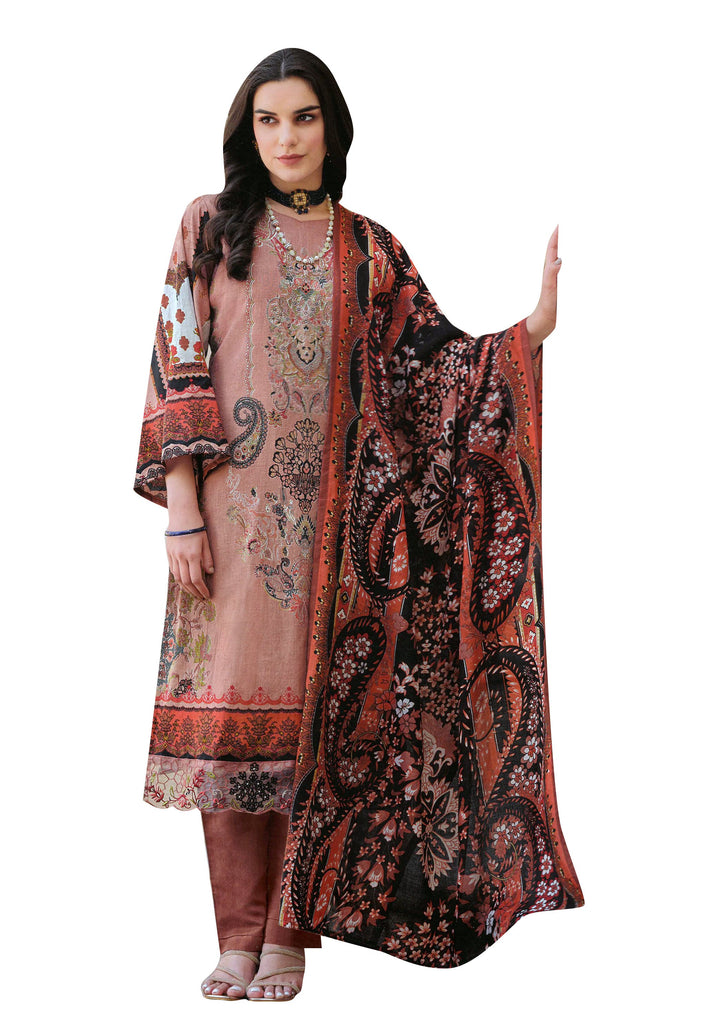 Women's Digital Printed Salwar Kameez 3-Piece Set – Cotton With Cutwork Lace Border, Includes Dupatta