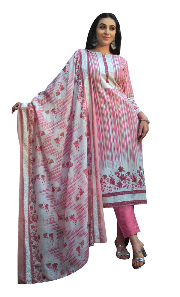 Ladyline Casual 100% Cotton Printed Salwar Kameez Suit | Lawn Cotton Dupatta (CPSK ZLK720)