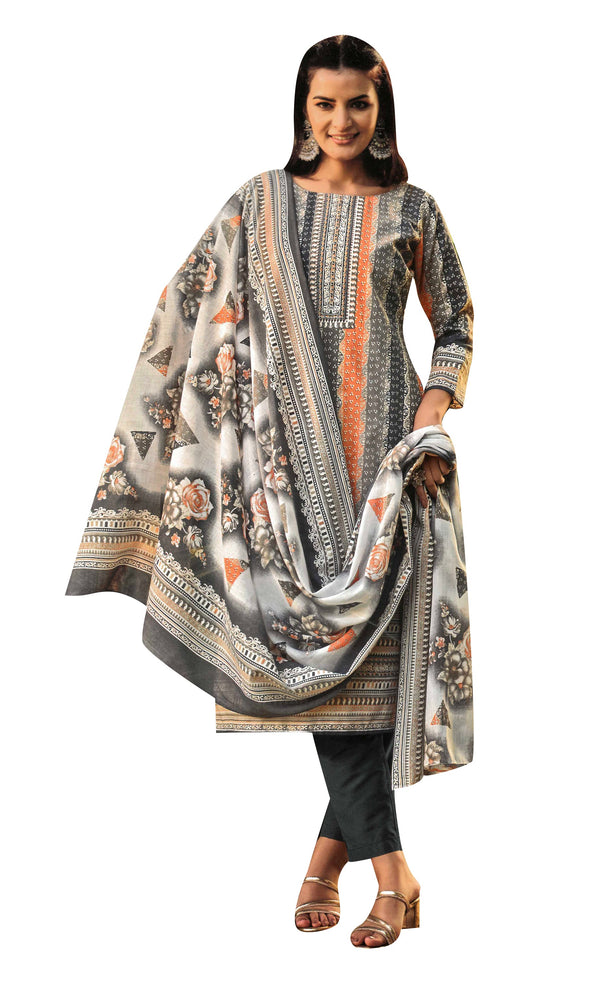 Ladyline Casual 100% Cotton Printed Salwar Kameez Suit | Lawn Cotton Dupatta (CPSK ZLK720)