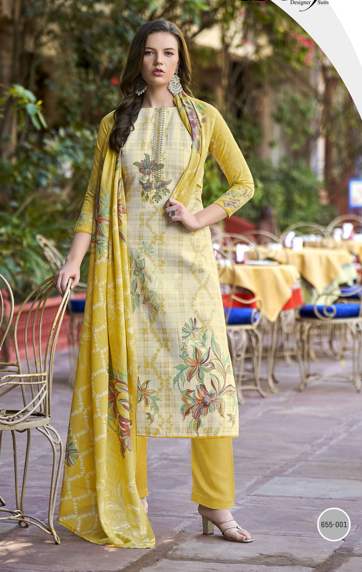 Ladyline Women's Pure Cotton Salwar Kameez Suit Set – Ethnic Style Printed & Embroidered - Cotton Mal Dupatta – Ready to Wear Indian Ethnic Outfit
