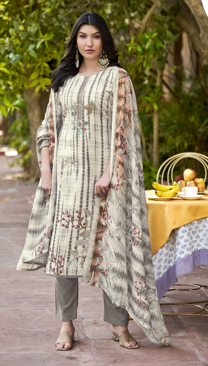 Ladyline Women's Pure Cotton Salwar Kameez Suit Set – Ethnic Style Printed & Embroidered - Cotton Mal Dupatta – Ready to Wear Indian Ethnic Outfit