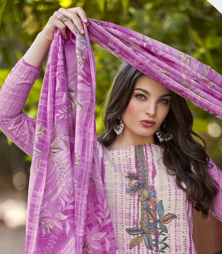 Ladyline Women's Pure Cotton Salwar Kameez Suit Set – Ethnic Style Printed & Embroidered - Cotton Mal Dupatta – Ready to Wear Indian Ethnic Outfit